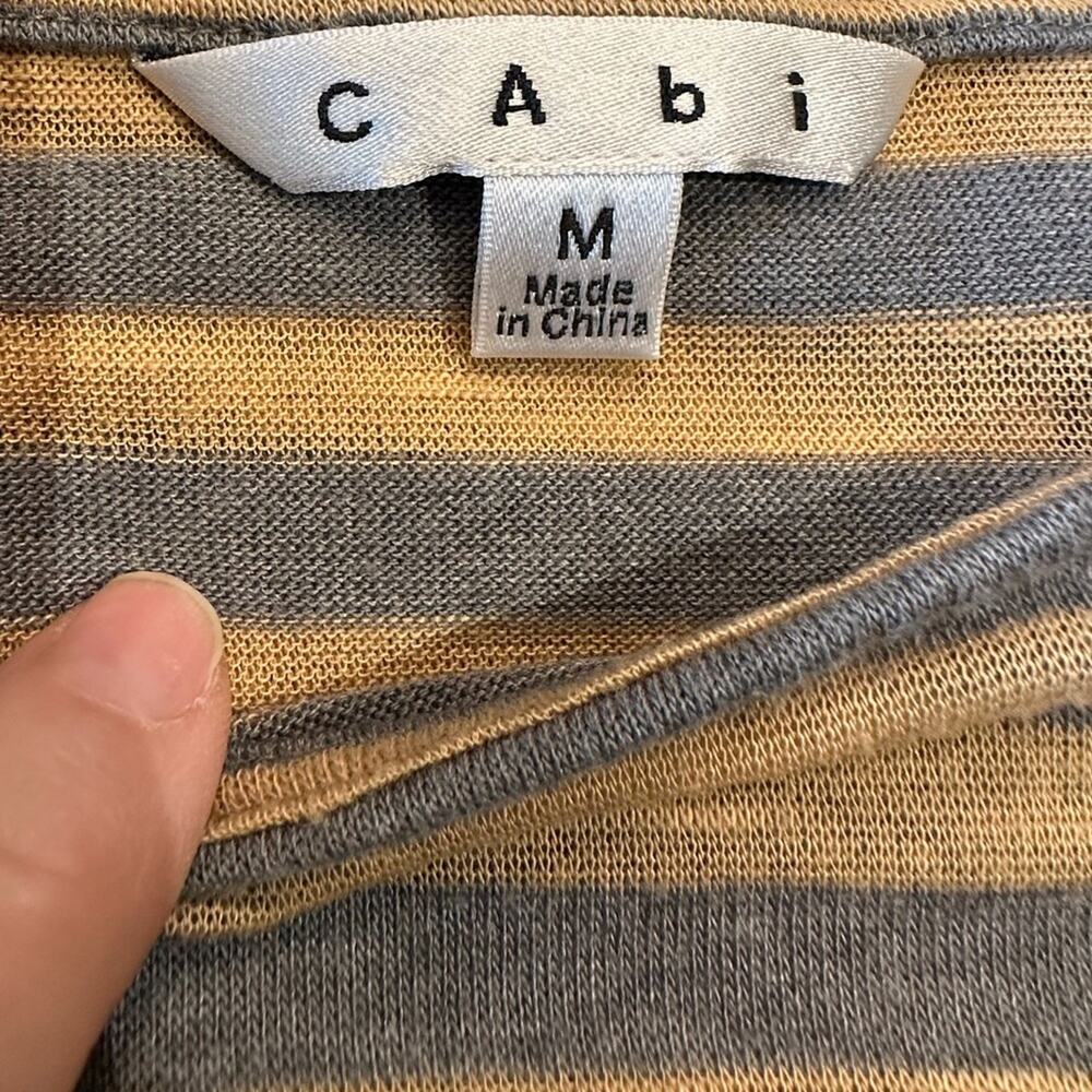 CAbi Camel and Gray Striped Dolman Sleeve Womens Size Medium Top - Picture 4 of 5